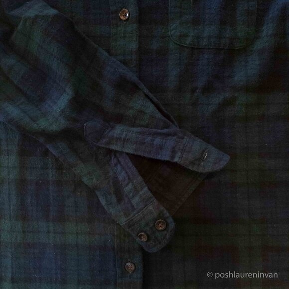 L.L. Bean Women's Scotch Plaid Flannel Shirt – Black Watch – US Small Tall - Picture 5 of 6